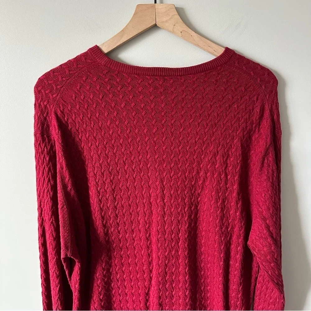 Jos A Bank Signature Gold Cashmere Silk Sweater Mens M Red Maroon Cable Knit